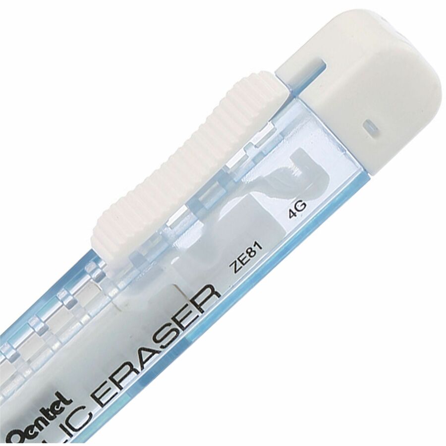 Pentel CLIC ERASER, Rectangular Retractable Eraser, Blue Transparent Barrel