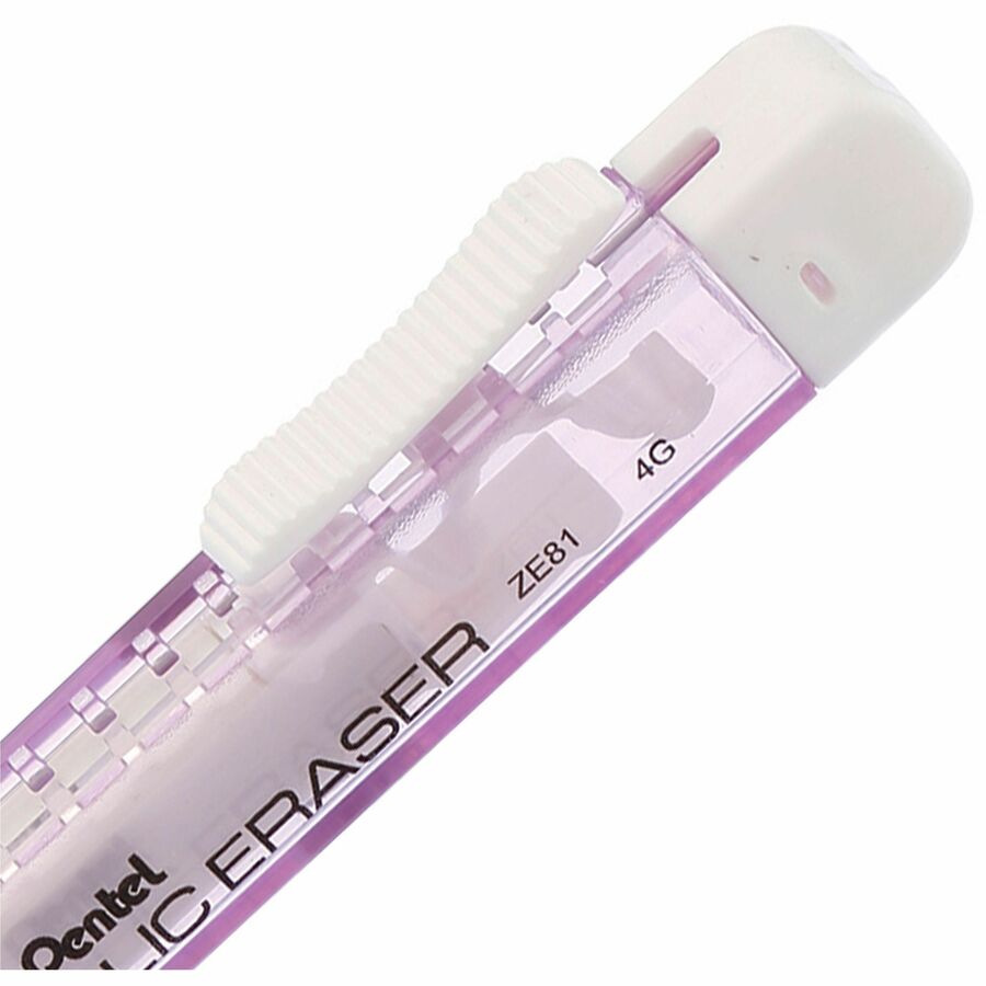 Pentel CLIC ERASER, Rectangular Retractable Eraser, Violet Transparent Barrel