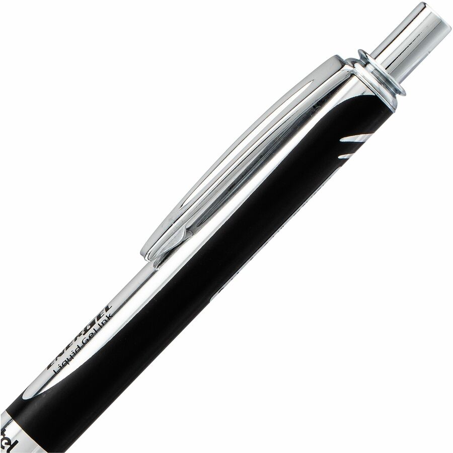 Pentel EnerGel Alloy Retractable Liquid Gel Pen, (0.7mm) Metal Tip, Black Barrel, Black Ink