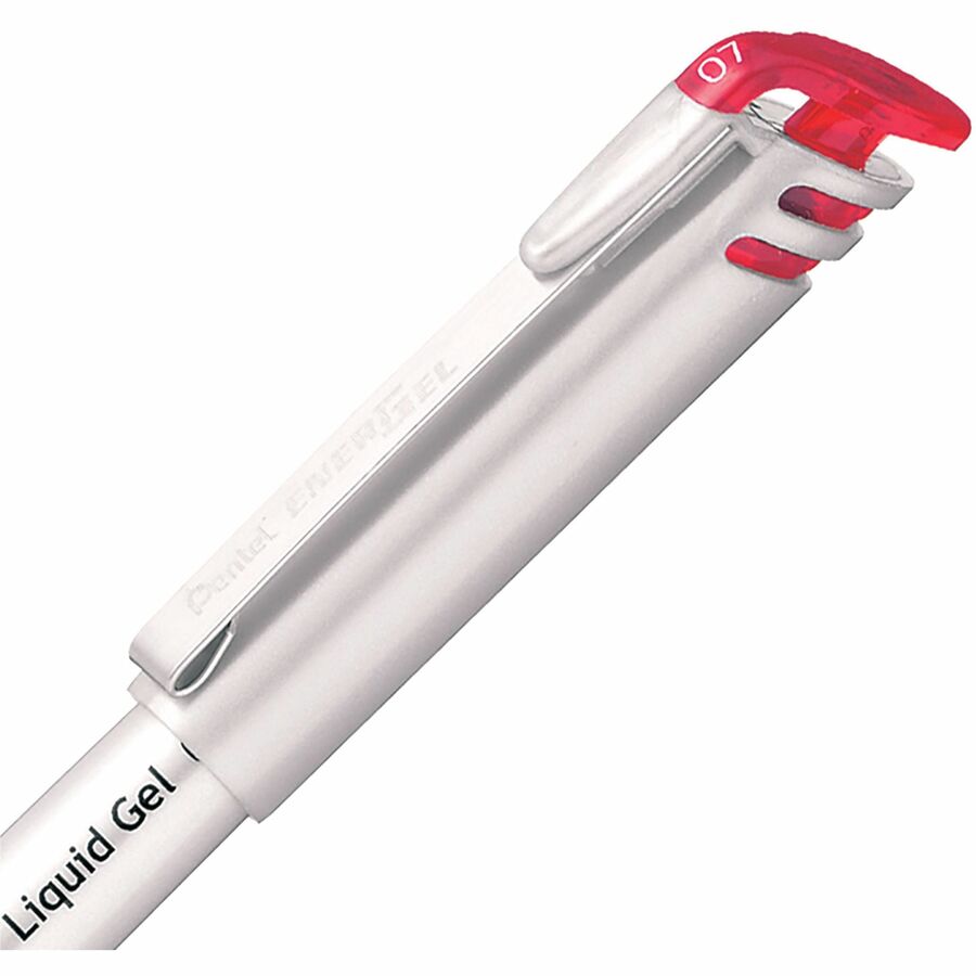 Pentel EnerGel Liquid Gel Pen, (0.7mm) Metal Tip, Capped, Red Ink