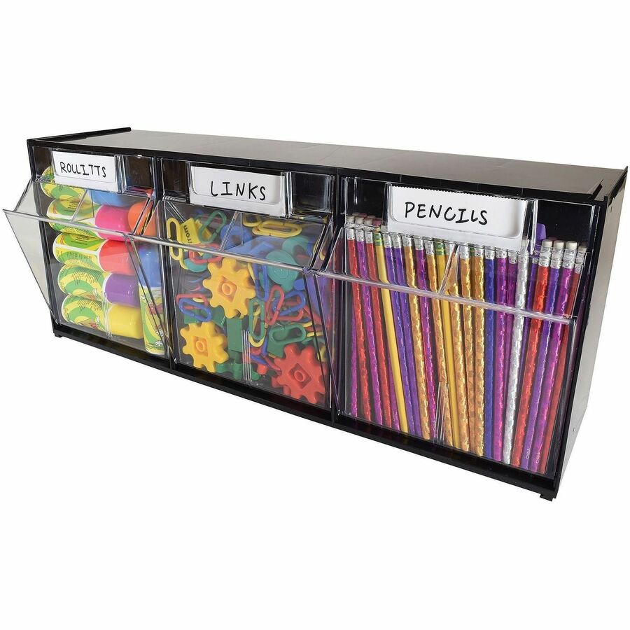 Picture of Modular Tilt Bin Storage System, 3 pockets, interlockable, counter desktop, 1 EA