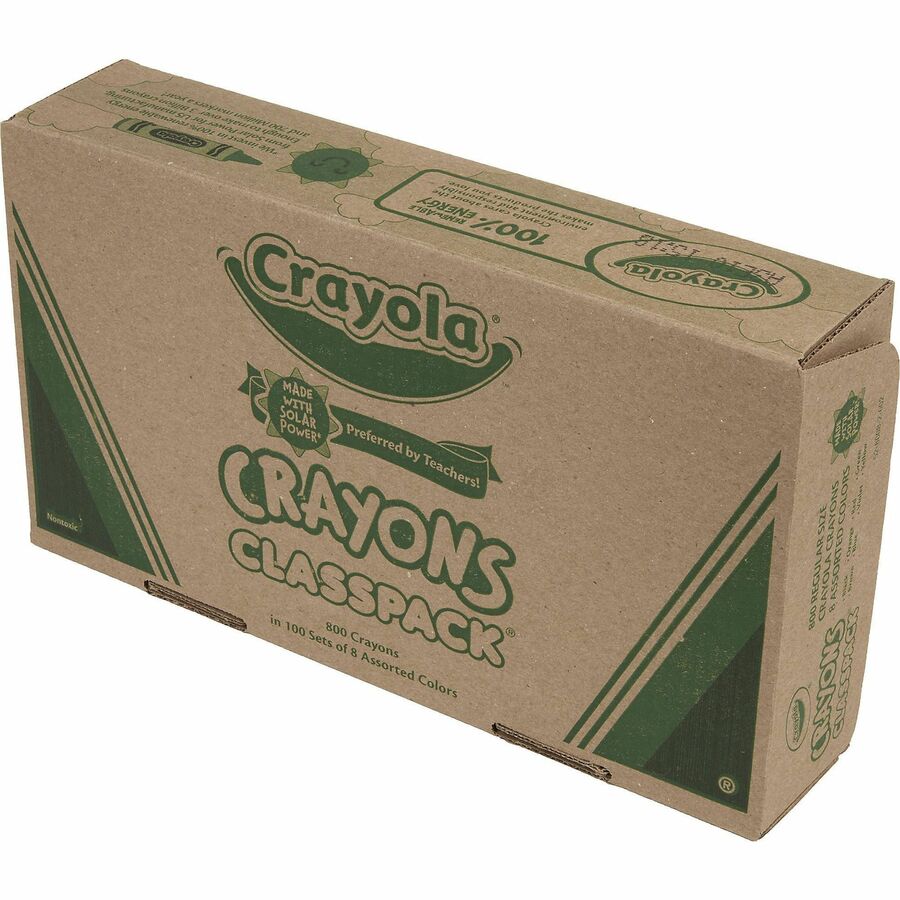 Crayola 8-Color Crayon Classpack - 4 Length - 0.4 Diameter - Red, Blue,  Yellow, Orange, Green, Purple, Brown, Black, Violet - 400 / Box - Bluebird  Office Supplies