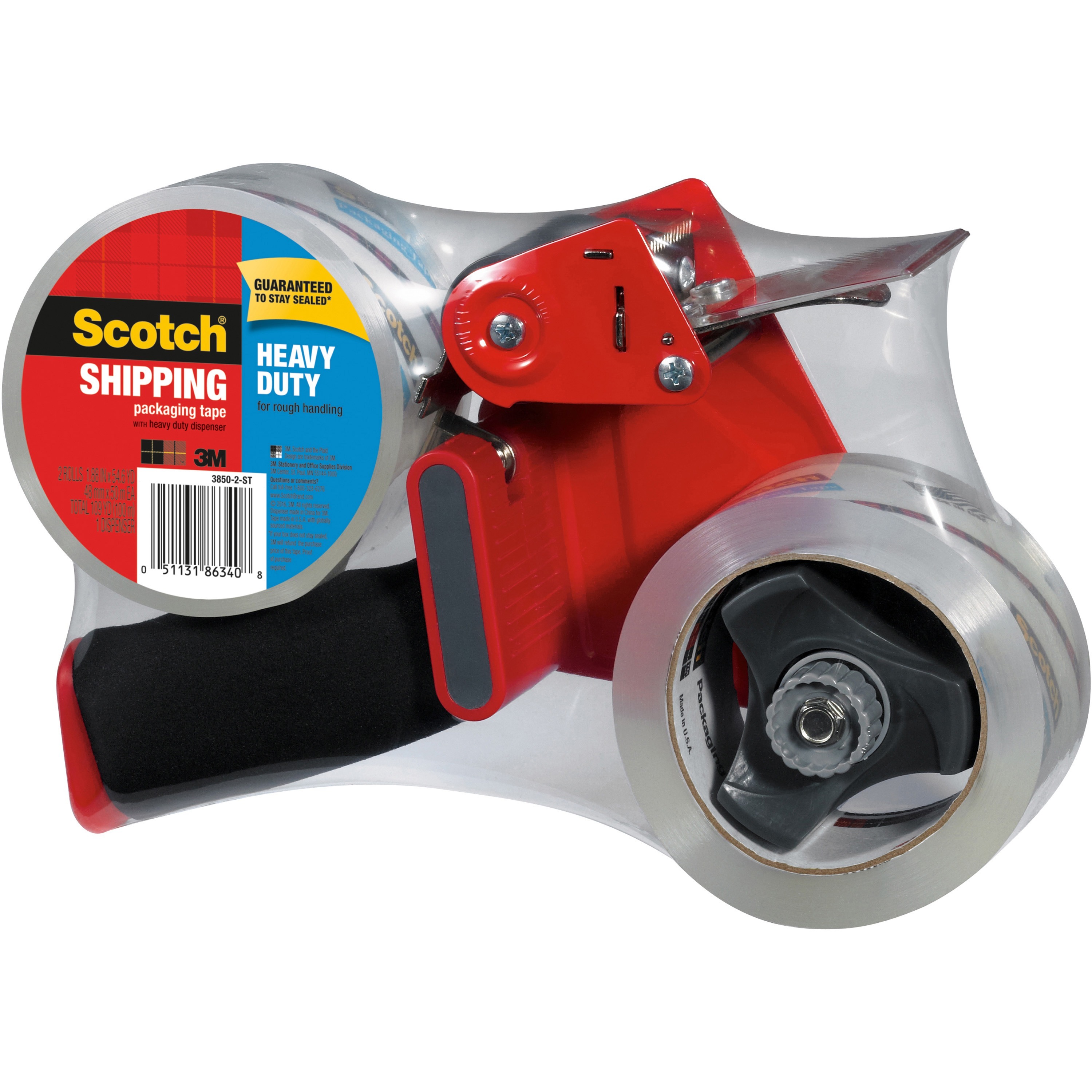 MMM38502ST Scotch® Packaging Tape Dispenser With Two Rolls Of Tape, 3