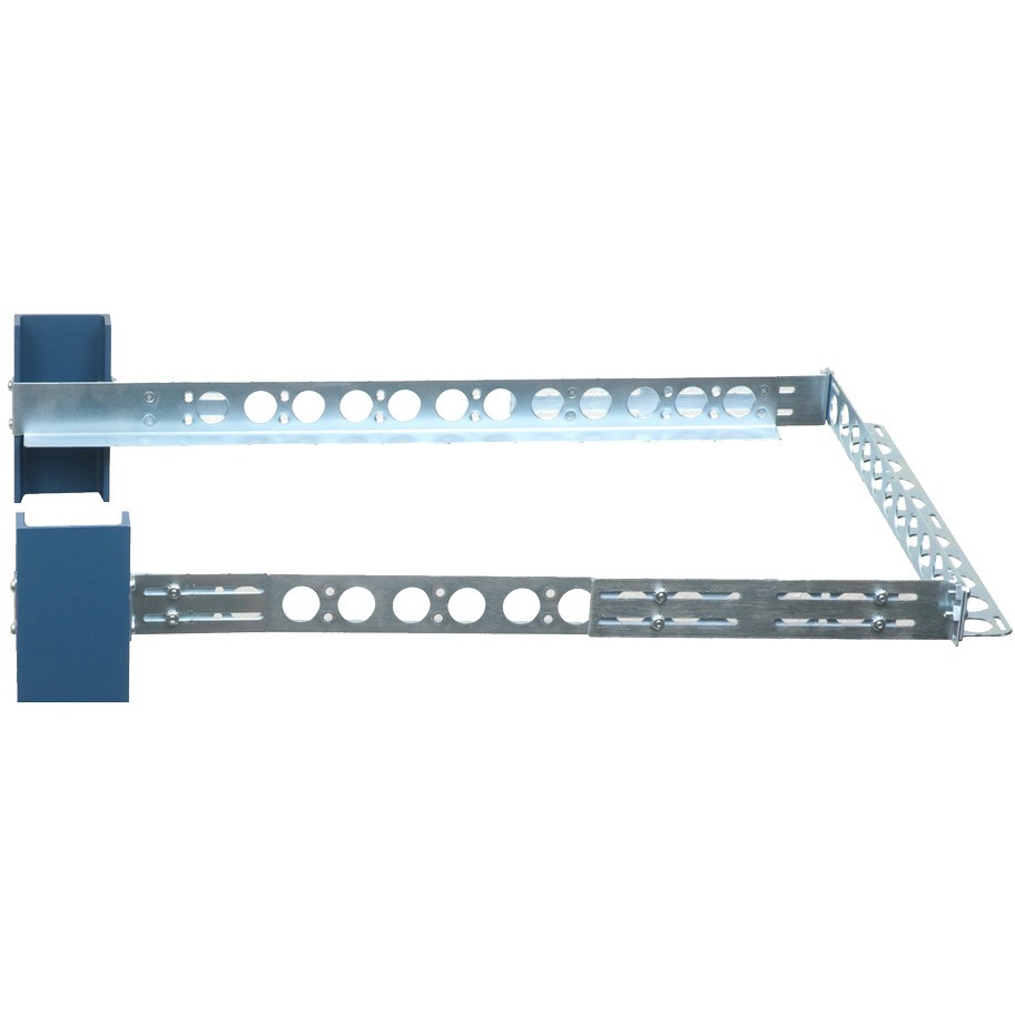 Rack Solutions 1U 2-post universal fixed rail for secure rack mounting — left view