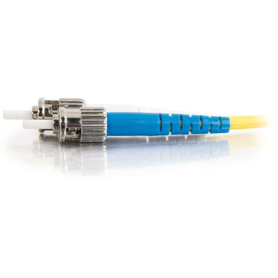 Monoprice FLEXboot Cat5e 14 ft blue snagless UTP Ethernet patch cable with RJ-45 connectors — left view