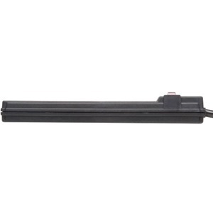 Eaton TLP6B 6-outlet black surge protector strip with 6 ft cord — left view