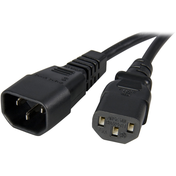 StarTech.com 3 ft 14AWG Computer Power Cord Extension - C14 to C13 ...