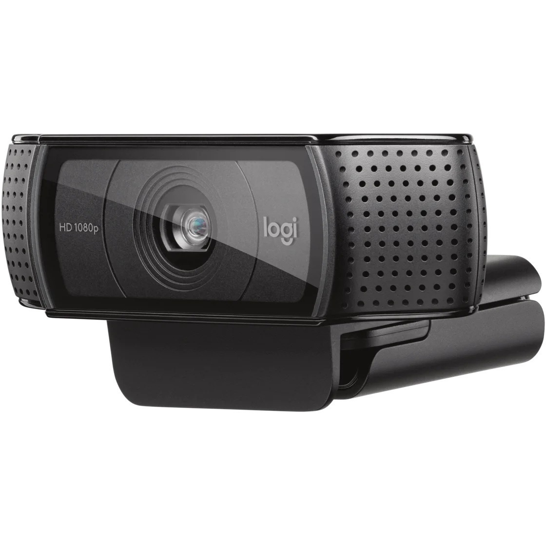 Logitech C920 HD Pro Webcam with autofocus and built-in microphone for Full HD 1080p video — left view