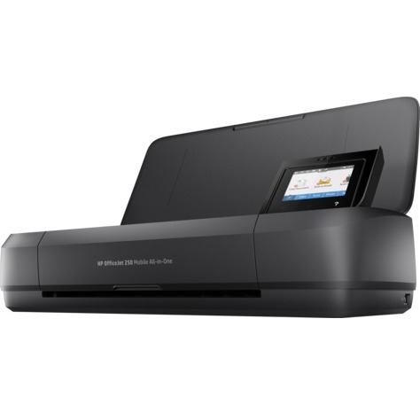 HP OfficeJet 250 Mobile all-in-one printer for portable print, scan, and copy workflows — left view