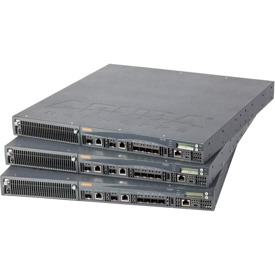 Aruba 7220 wireless controller with 4x 10G SFP+ ports and rack-mount chassis — left view