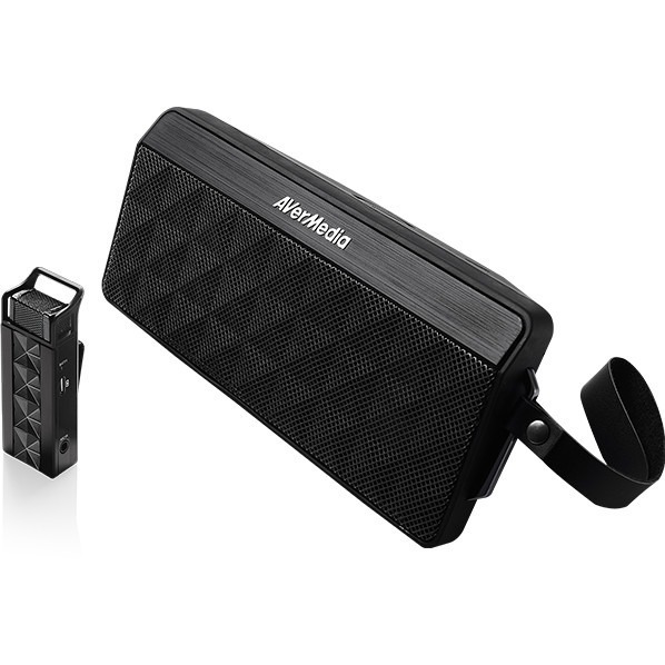 AVerMedia AW330 smart microphone with integrated speaker for desktop conferencing — left view