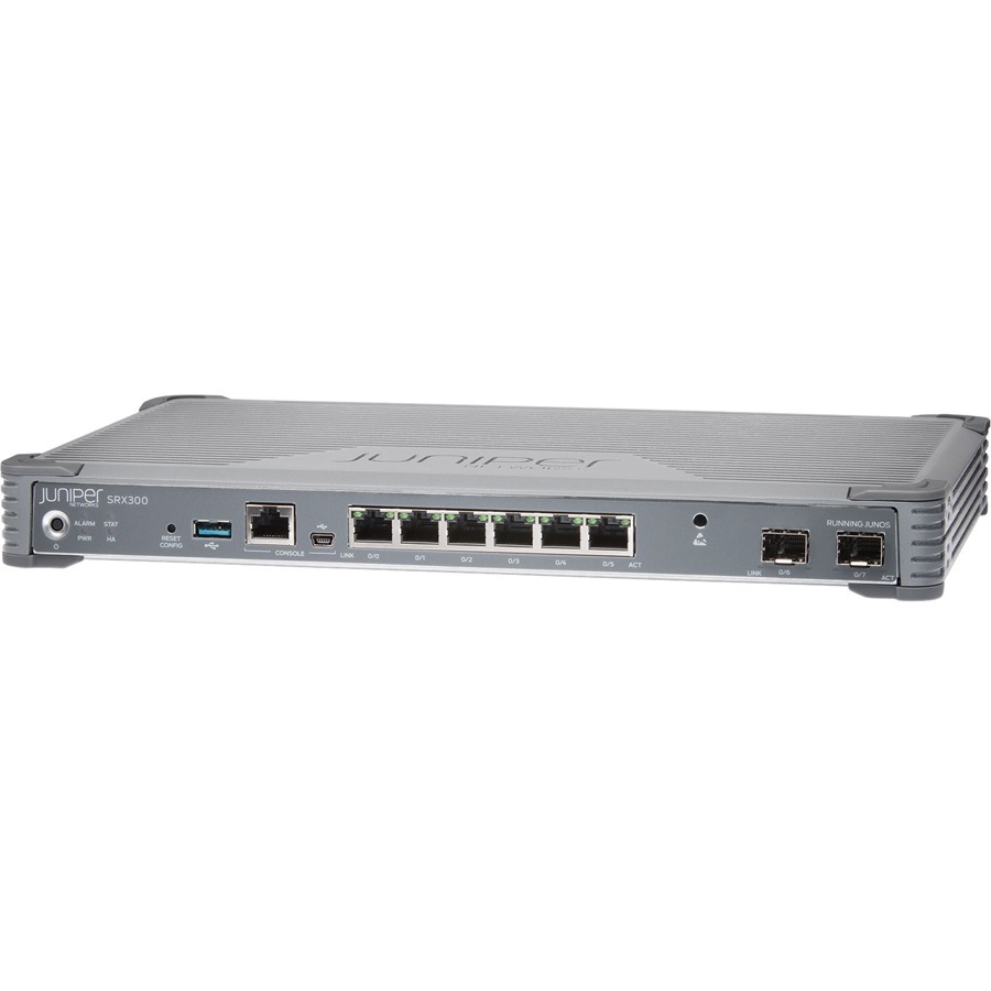 Juniper SRX300 enterprise security router with JUNOS base for branch firewall and VPN use — left view