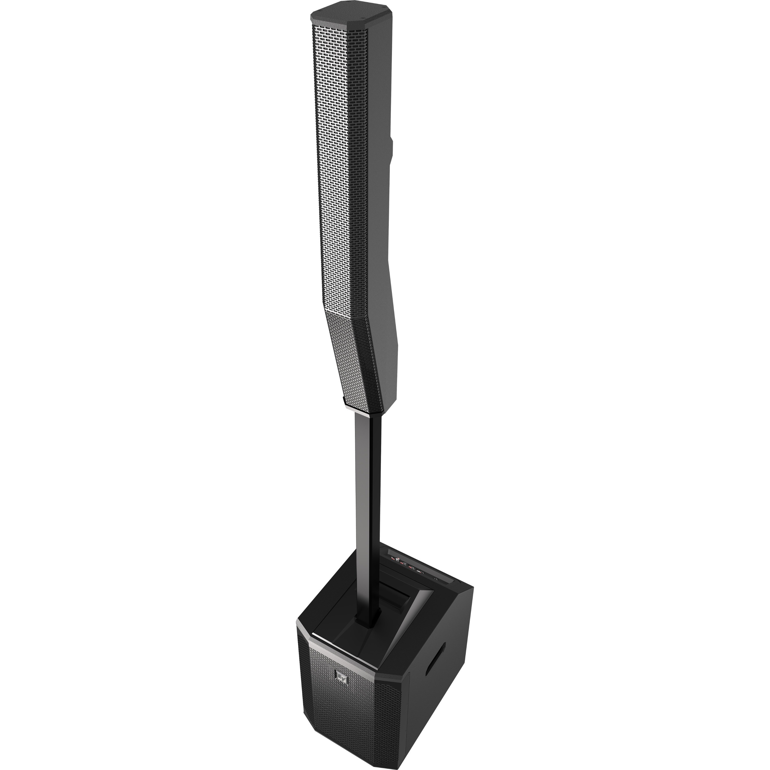 Bosch EVOLVE 50 black column speaker system with 1,000 W output for portable event audio — left view