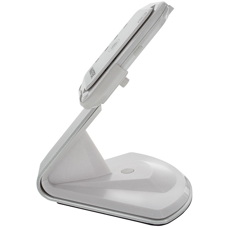 MagTek TDynamo stand with USB-A plug for countertop point-of-sale use — left view