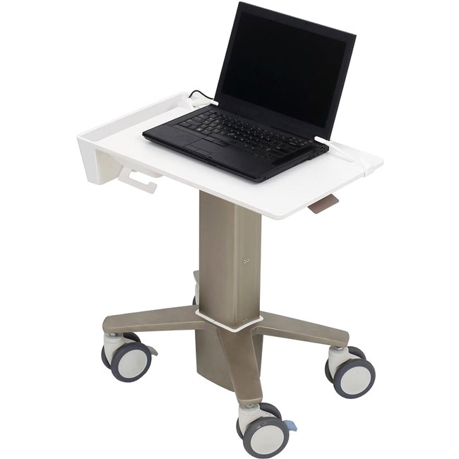 Ergotron CareFit Slim lightweight laptop cart for clinical bedside workflows — left view