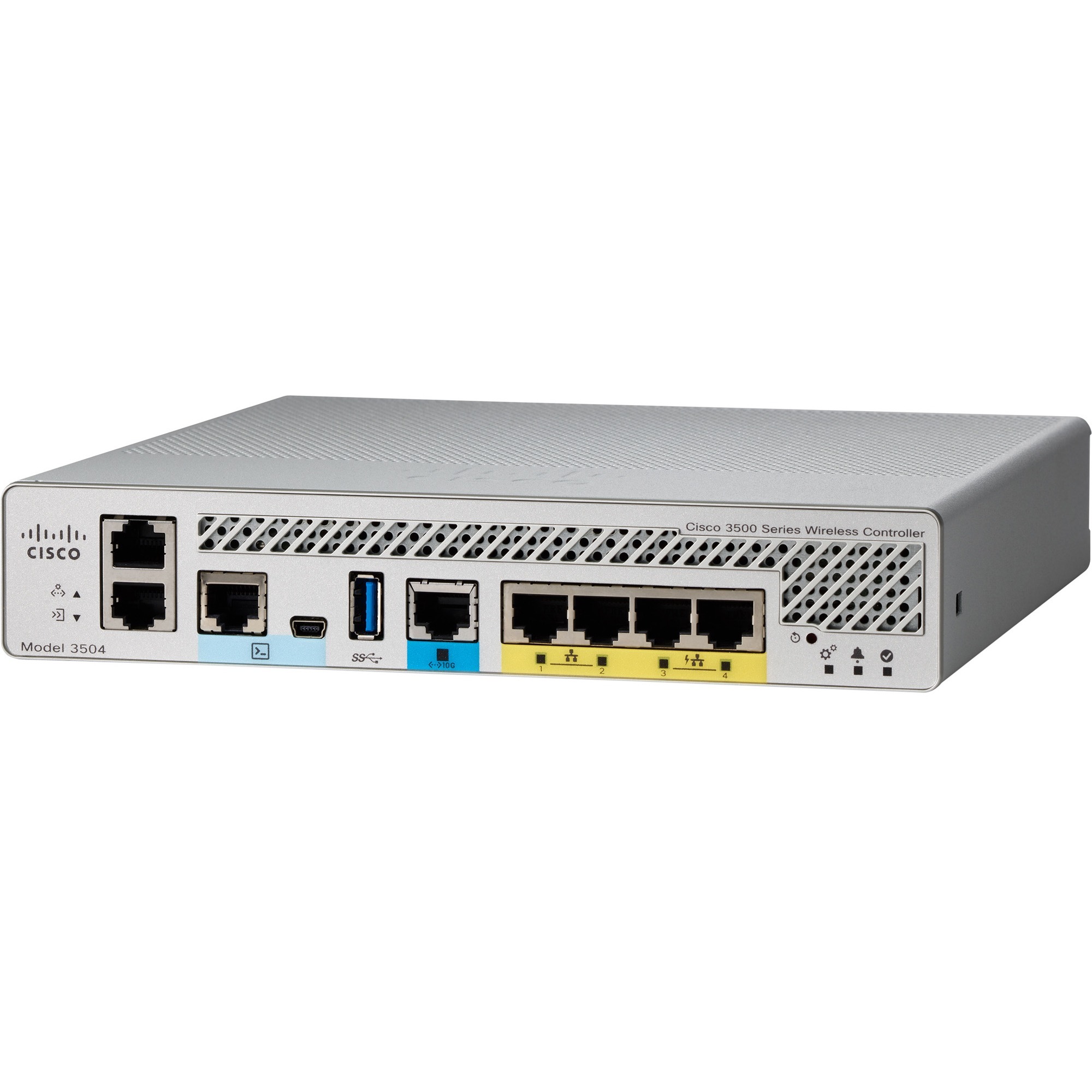 Cisco AIR-CT3504-K9-RF 3504 remanufactured wireless LAN controller rack mount appliance — left view