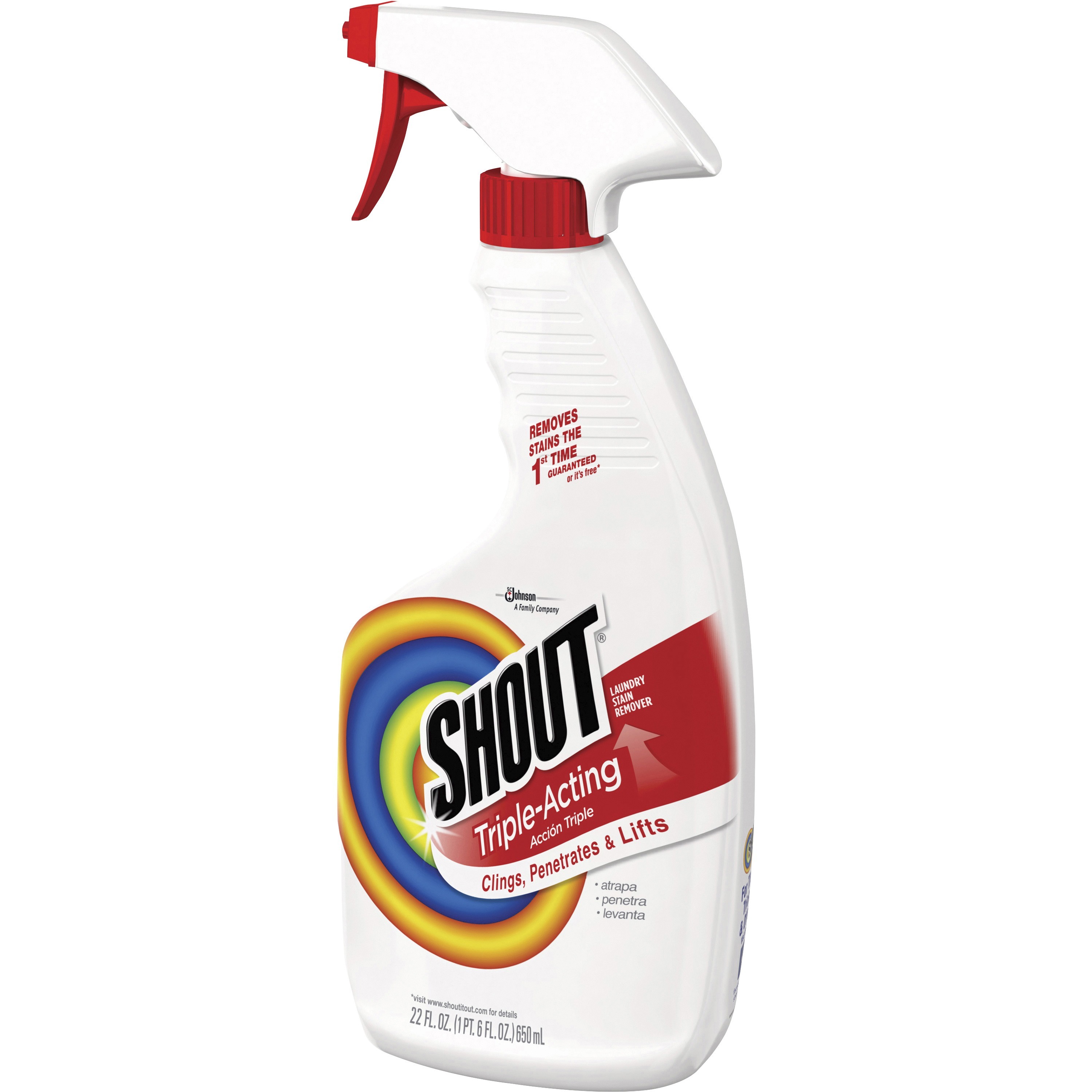 Shout Laundry Stain Remover Spray - Spray - 22 fl oz (0.7 quart) - Spray Bottle - 12 / Carton - White