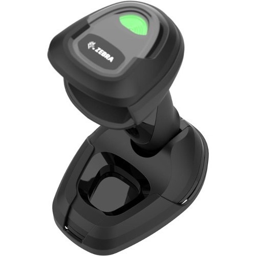 Zebra DS9908R black presentation area imager corded scanner for retail point-of-sale — left view