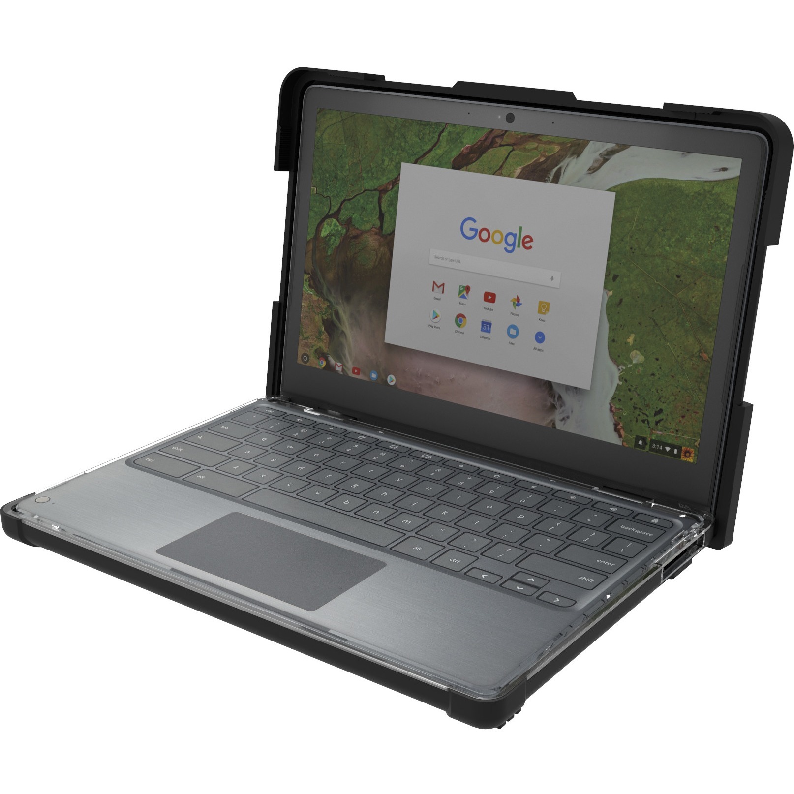Black Extreme Shell-S clamshell case for HP G5 EE Chromebook 14 — left view