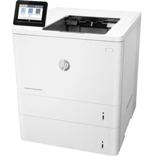 HP LaserJet Enterprise M612x monochrome laser printer for enterprise office printing — left view