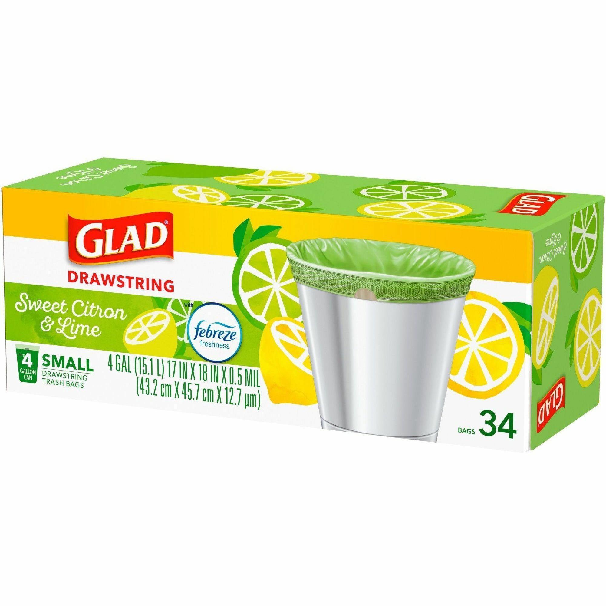 Glad Small Kitchen Drawstring Trash Bags, 13 Gallon