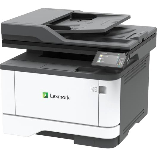 Lexmark MX431adn monochrome all-in-one laser printer with duplex printing and Ethernet connectivity — left view