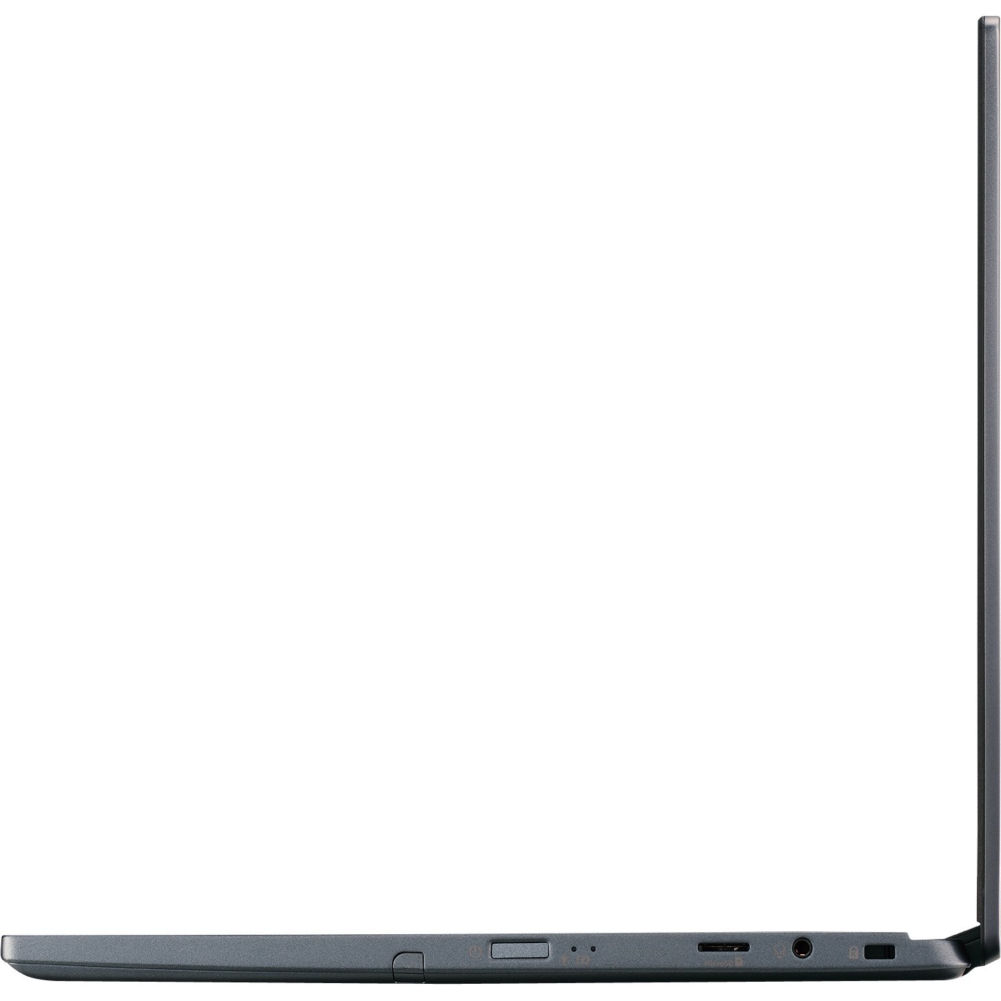 Acer TravelMate P414 business laptop with 14-inch Full HD IPS display, Intel Core i7, and slate blue chassis — left view