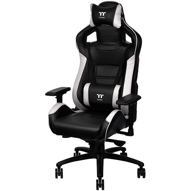 Thermaltake X Fit Black White gaming chair with contoured backrest and high-density padding — left view