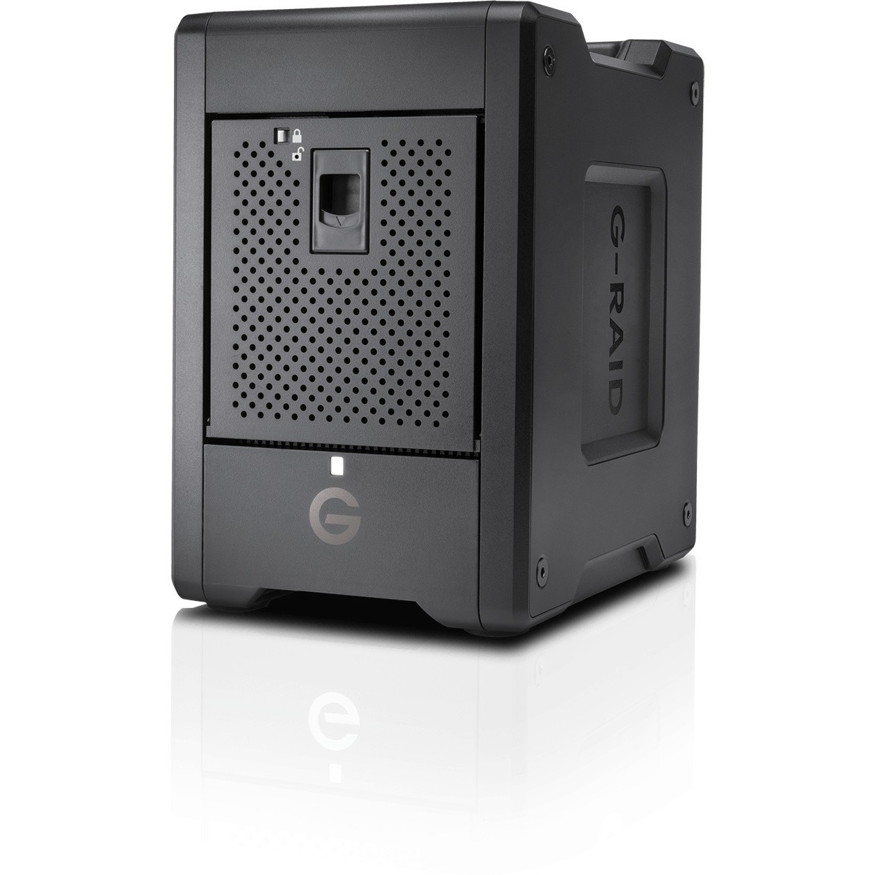 SanDisk Professional G-RAID SHUTTLE 4 72TB desktop hardware RAID array with Thunderbolt 3 — left view