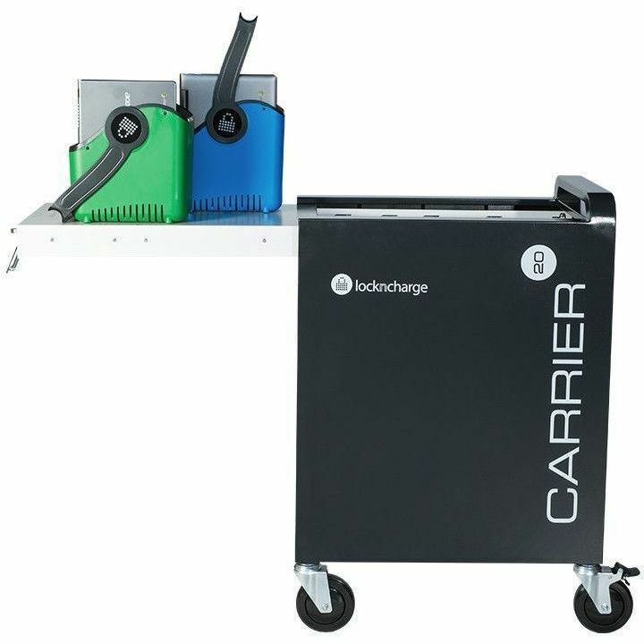 LOCKNCHARGE Carrier 20 charging cart with prewired USB-C 65 W charging for 20 devices — left view