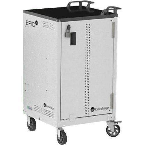 LOCKNCHARGE EPIC 36 charging cart with prewired USB-C 65W charging for 36 devices — left view
