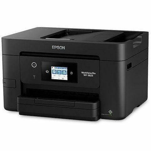 Epson WorkForce Pro WF-3823 color all-in-one printer with touchscreen and wireless connectivity — left view