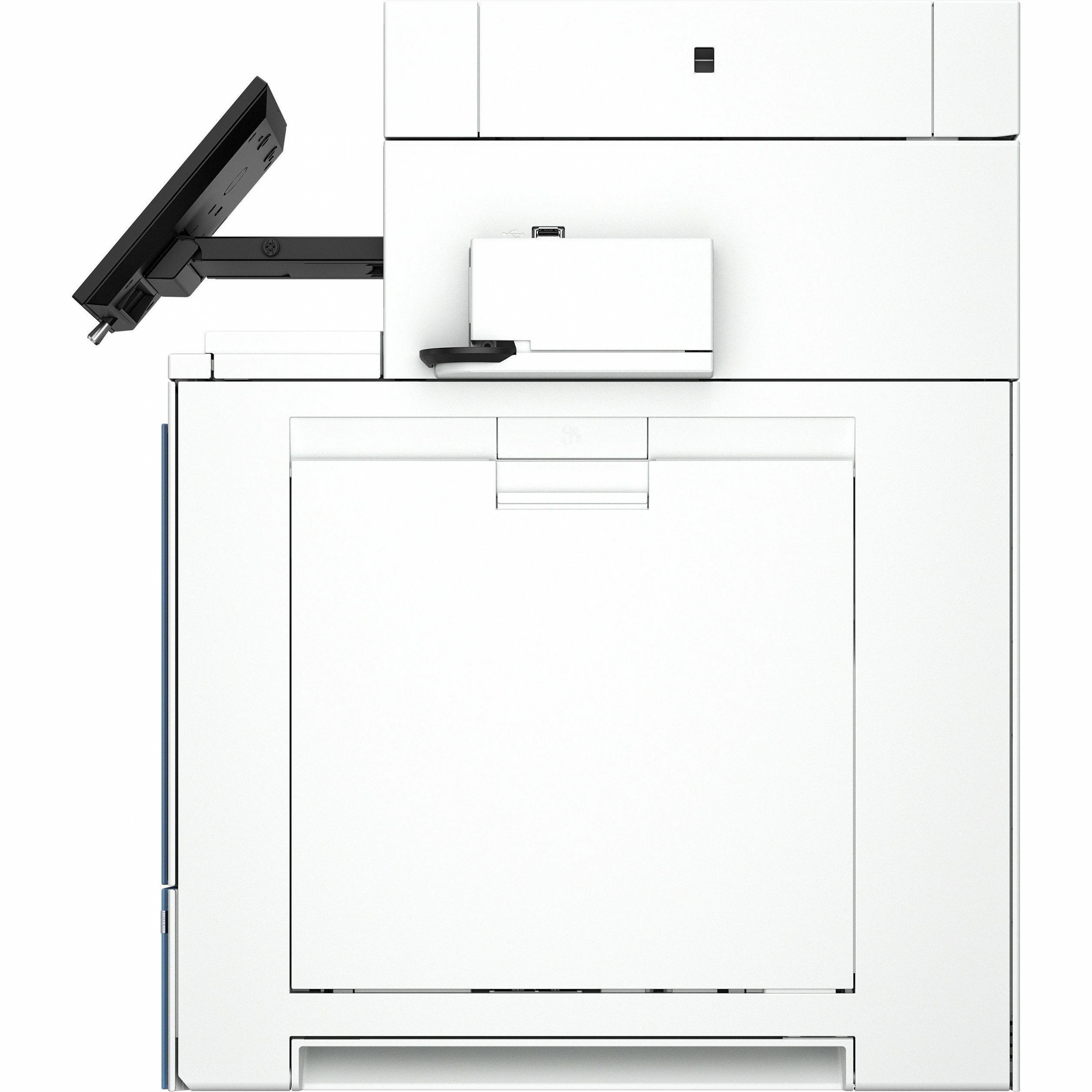 HP Color LaserJet Enterprise 5800f multifunction color laser printer with touchscreen and ADF — left view
