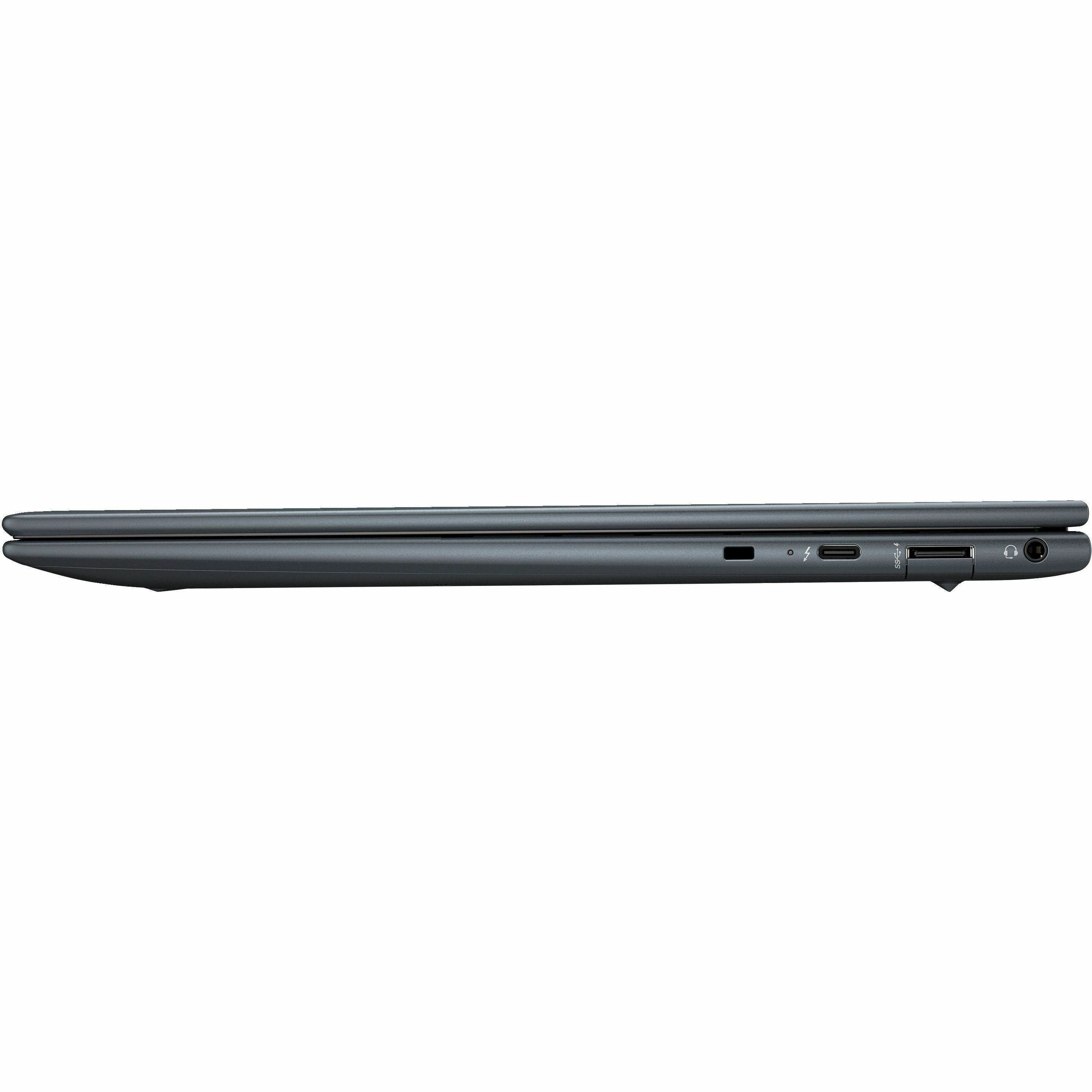 HP Elite Dragonfly G4 business laptop with 13.5-inch touchscreen, Core i7, and slate blue finish — left view
