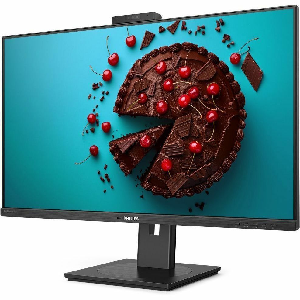Philips 329P1H 32-inch 4K UHD USB-C docking monitor with webcam and height-adjustable stand — left view