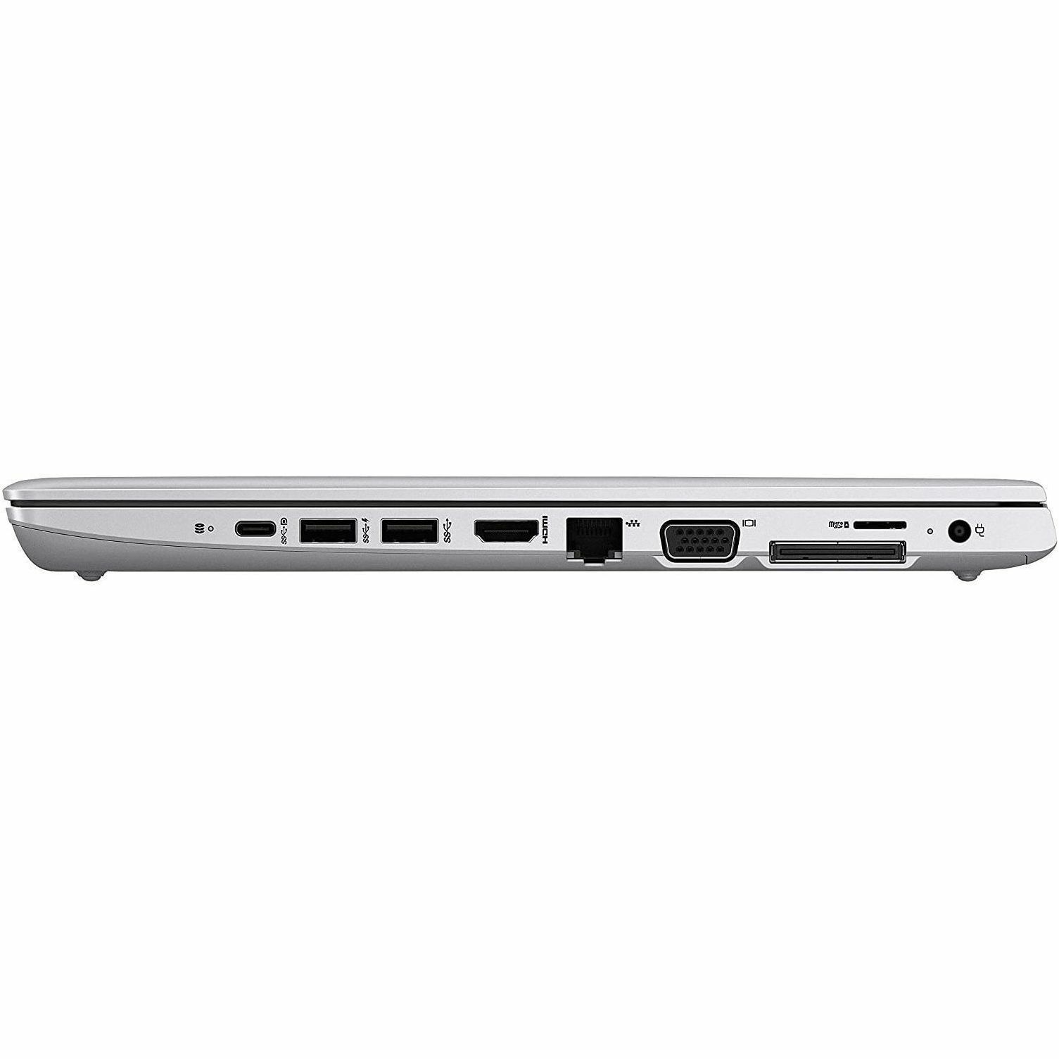 Refurbished HP 640 G5 business laptop with 14-inch HD display and webcam — left view