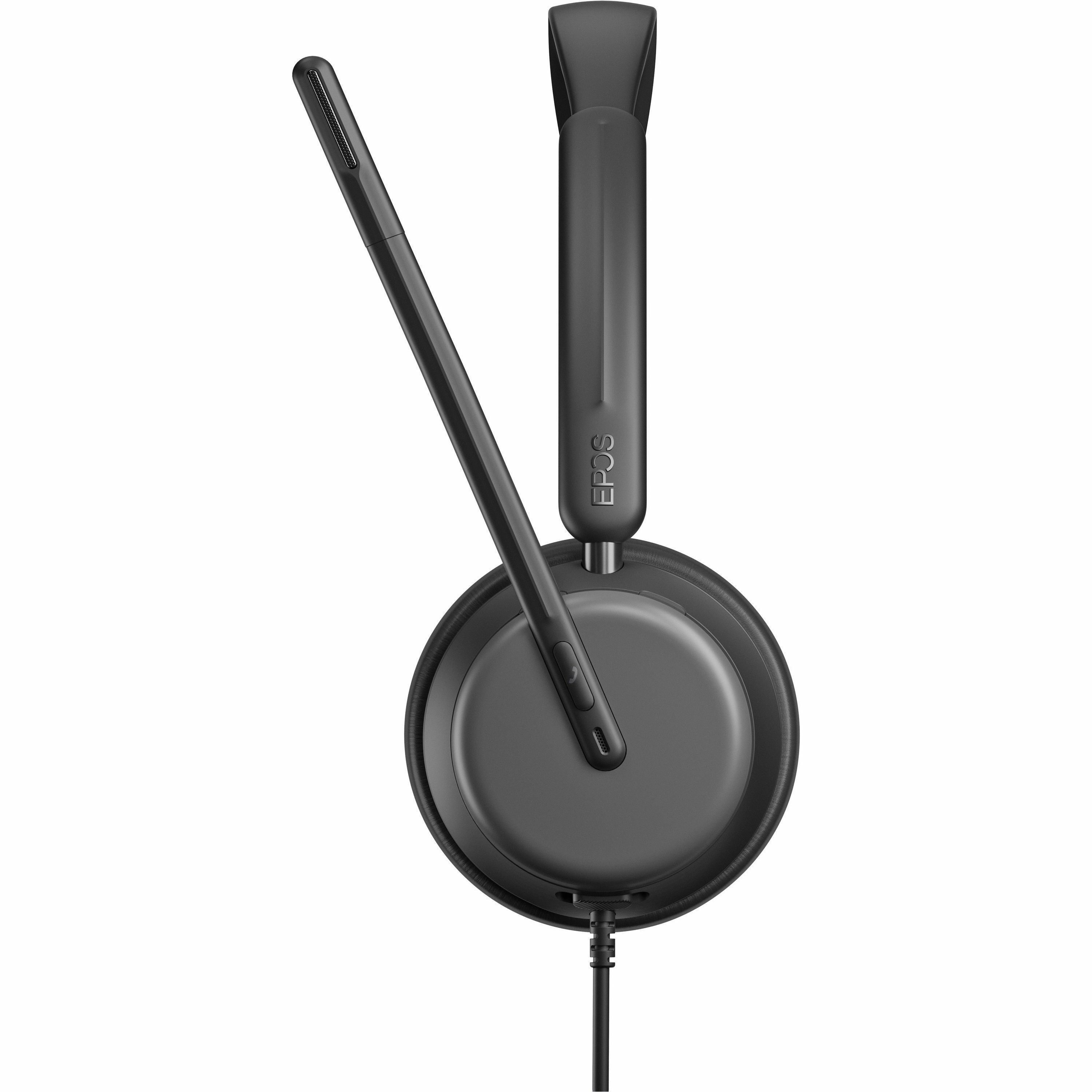 EPOS IMPACT 860 ANC wired dual-ear headset with active noise cancellation and boom microphone — left view
