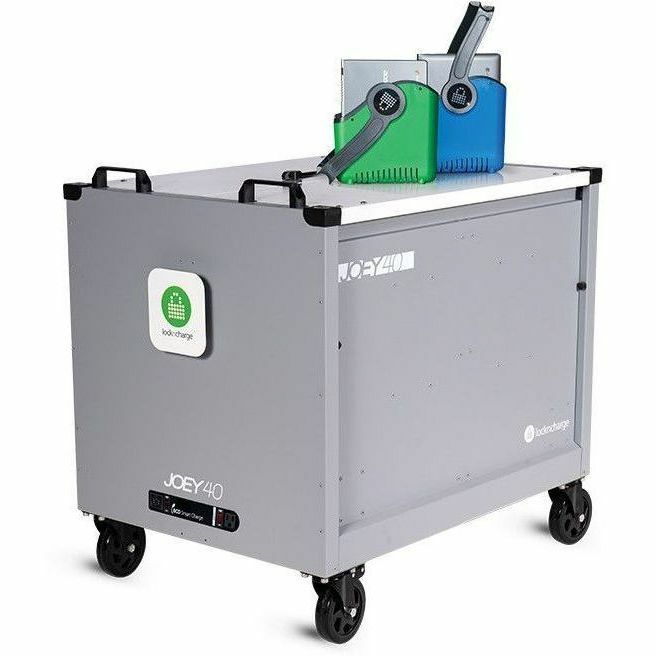 LocknCharge Joey 40 charging cart with prewired USB-C 45W charging for 40 devices — left view