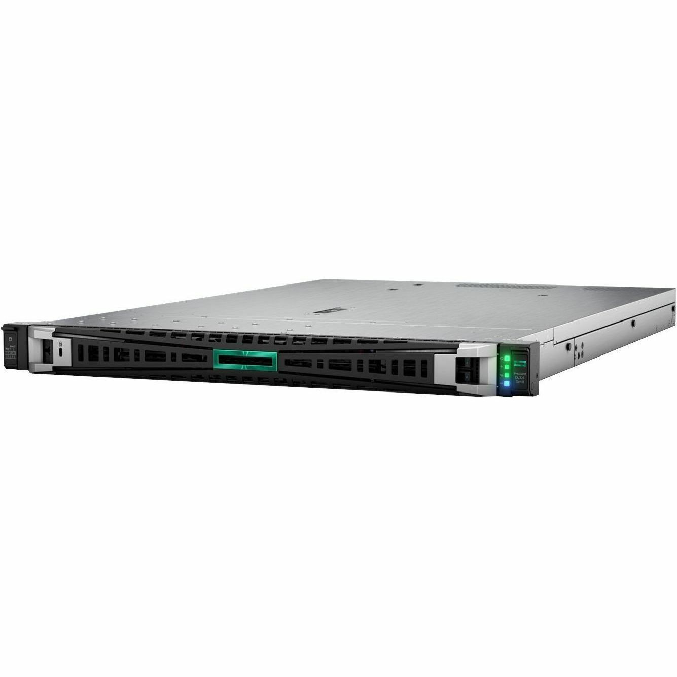 HPE ProLiant DL325 Gen11 9354P 64GB MR408i 1U rack server front view — left view