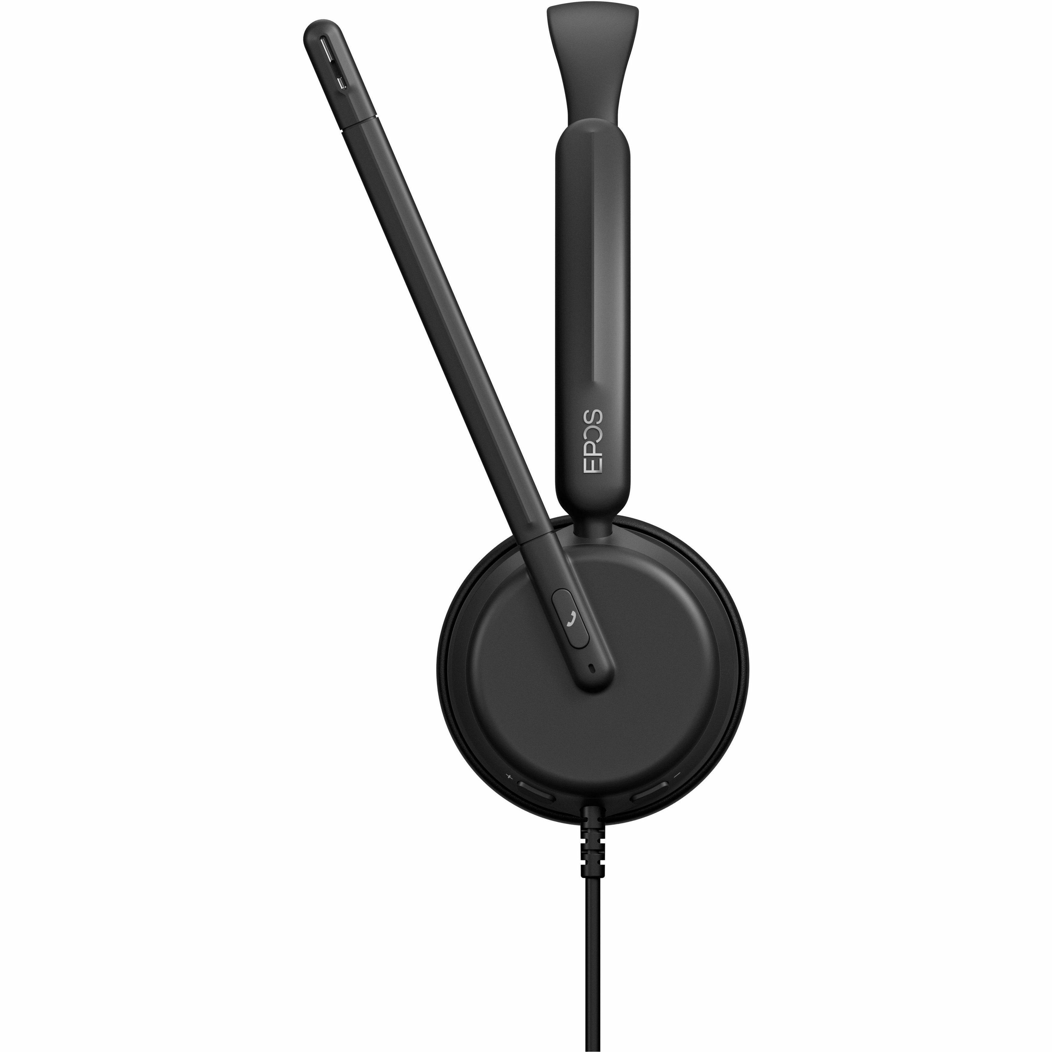 EPOS IMPACT 460 wired dual-sided headset with USB-C connection and boom microphone — left view