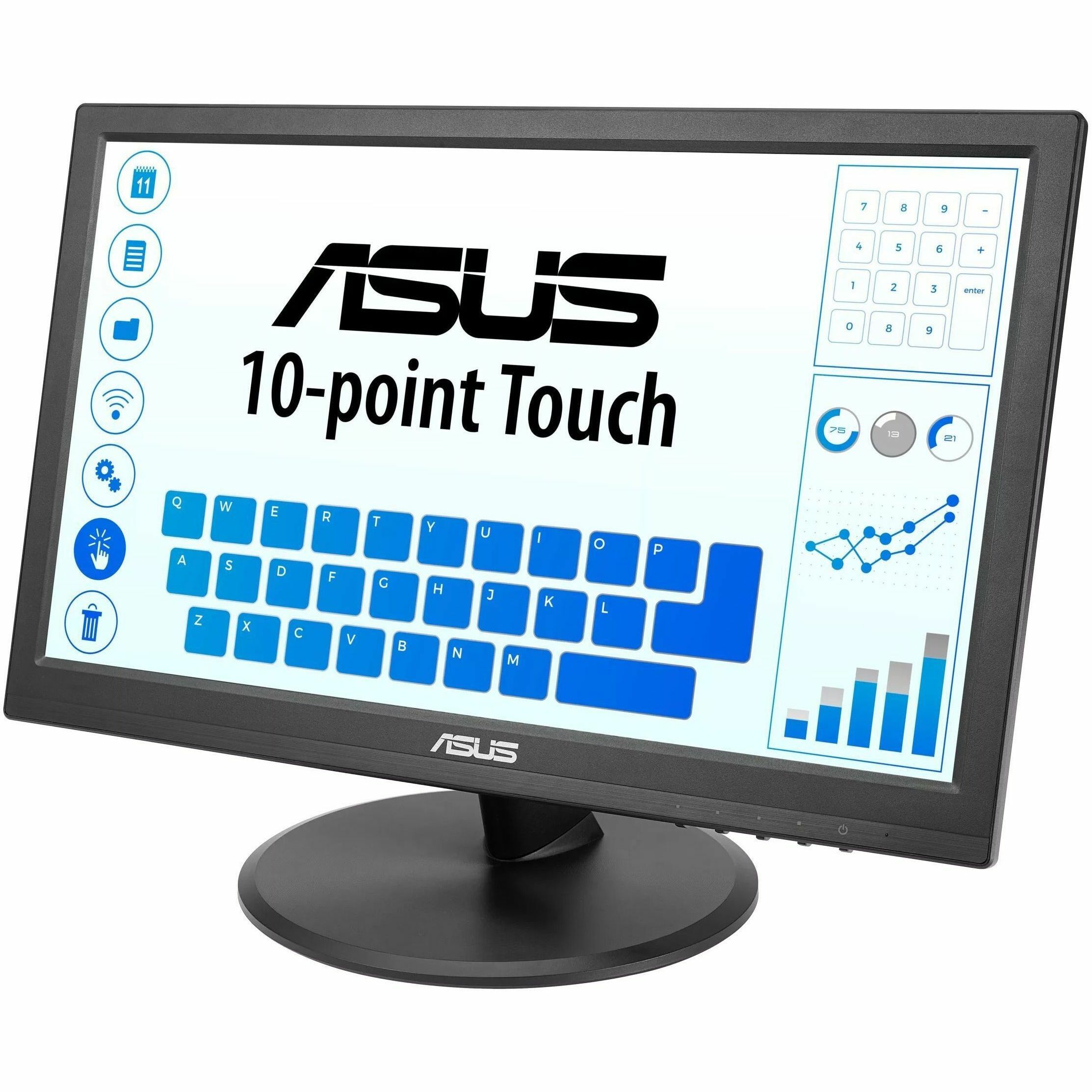ASUS VT169HE 15.6-inch IPS touch monitor with Full HD resolution for POS and kiosk use — left view