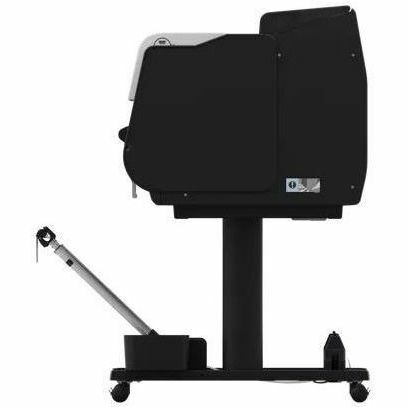 Canon TX-3200 36-inch large-format printer with basket for CAD drawings and technical output — left view
