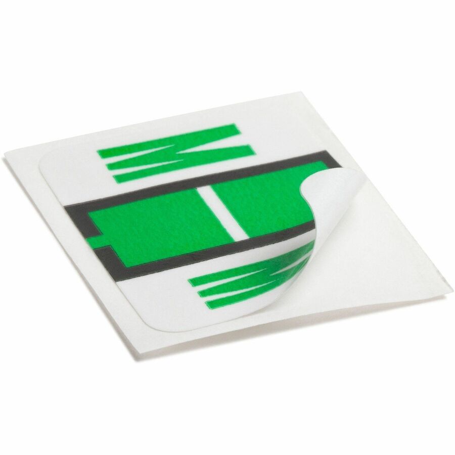 SMD67083 - Unlike ACCS style labels, these bar-style alphabetical labels are for end-tab folders only. Color-coding labels are tab products compatible. Self-adhesive makes them easy to use. Label measures 1-1/4" wide x 1" high (before folding).