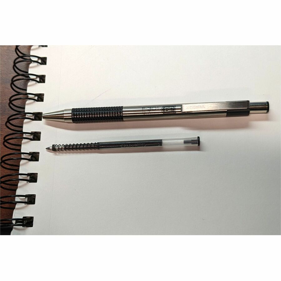 Zebra Pen G-301 JK Gel Stainless Steel Pen Refill - 0.70 mm, Medium Point - Black  Ink - Acid-free - 2 / Pack