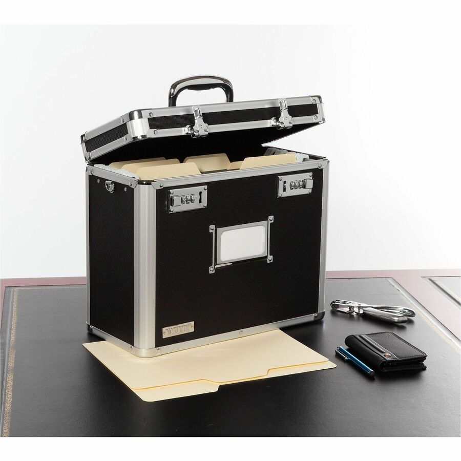 Vaultz Locking Legal File Tote - Internal Dimensions: 13" Width x 6" Depth x 10.75" Height - External Dimensions: 14" Width x 7.2" Depth x 12.3" Height - Black - For File - 1 Each - Kennedy Office