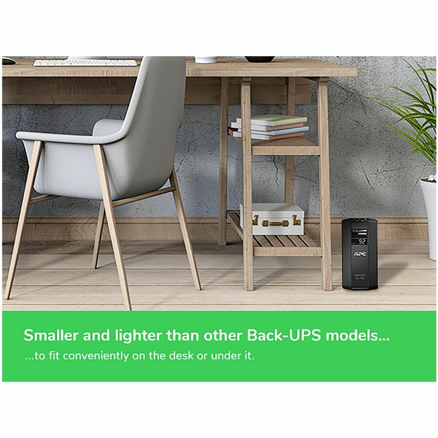 APC Back-UPS Pro, 700VA/420W, Tower, 120V, 6x NEMA 5-15R outlets, AVR, LCD, User Replaceable Battery