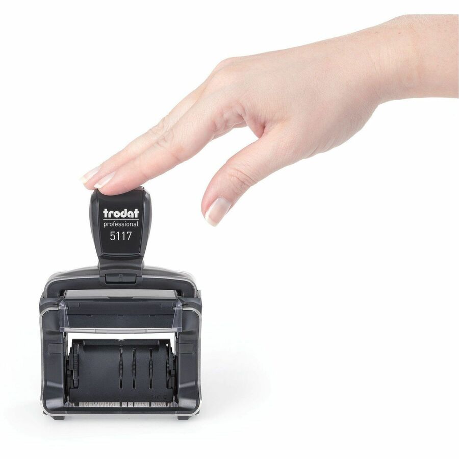 Trodat Professional 12 Message Date Stamp - Message Stamp - ANSWERED, BACKORDERED, CANCELLED, BILLED, RECEIVED, EMAILED, CHECKED, DELIVERED, ENTERED, PAID, SHIPPED, ... - 10000 Impression(s) - Black - Recycled - 1 Each