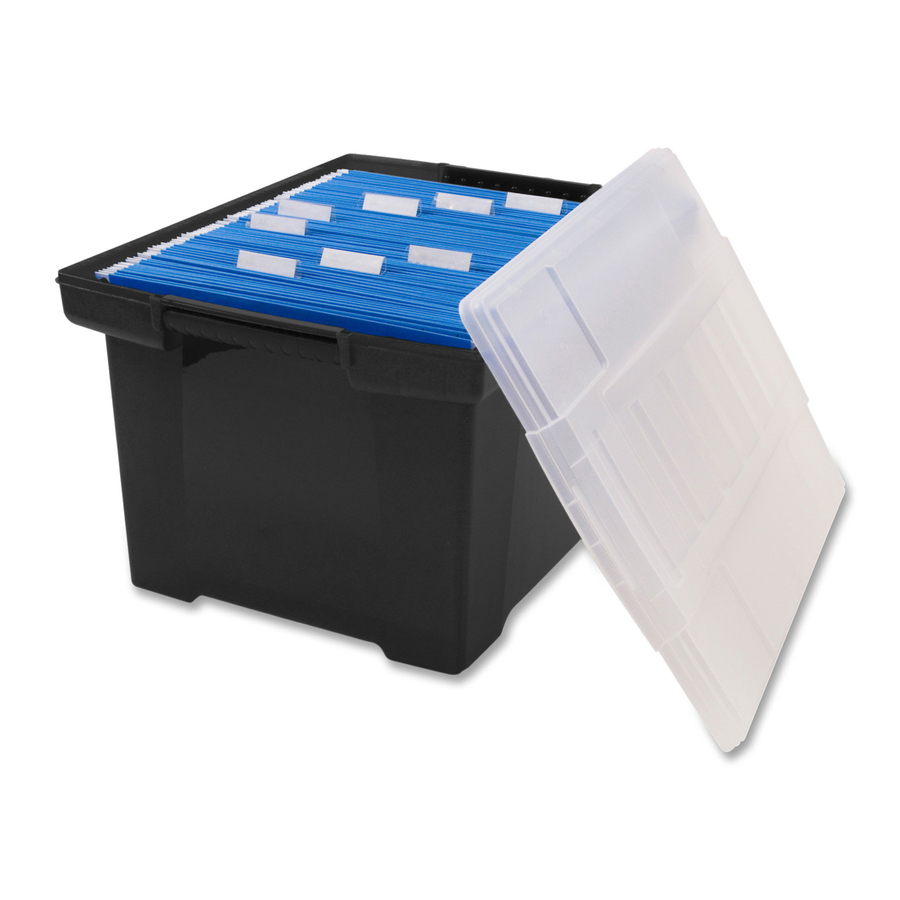 Storex Letter/Legal Tote Storage Box - External Dimensions: 14.3" Width x 19" Depth x 10.9" Height - 50 lb - Media Size Supported: Letter, Legal - Snap-tight Closure - Heavy Duty - Stackable - Plastic - Black, Gray - For File - Recycled - 1 / Each