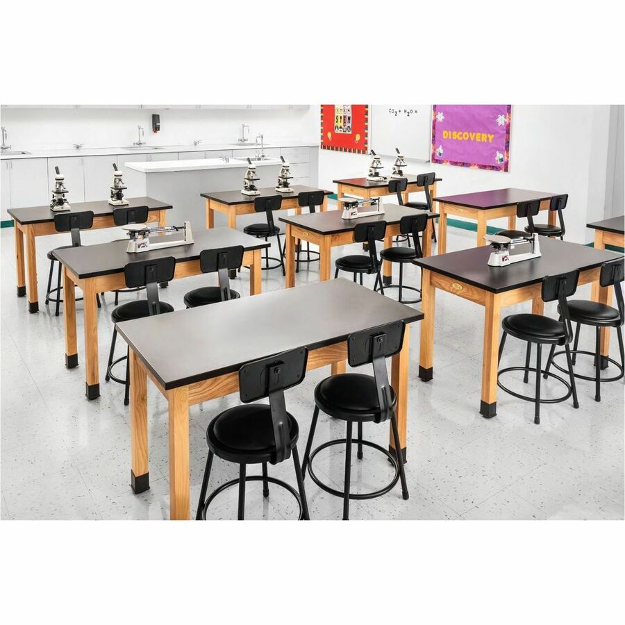 National Public Seating 6400 Series Heavy-Duty Padded Stools - Gray Seat Color - Vinyl, Medium Density Fiber (MDF), Plush Seat Material - Gray Frame Color - Steel Frame Material - Four-legged Base - Steel - 1 Each