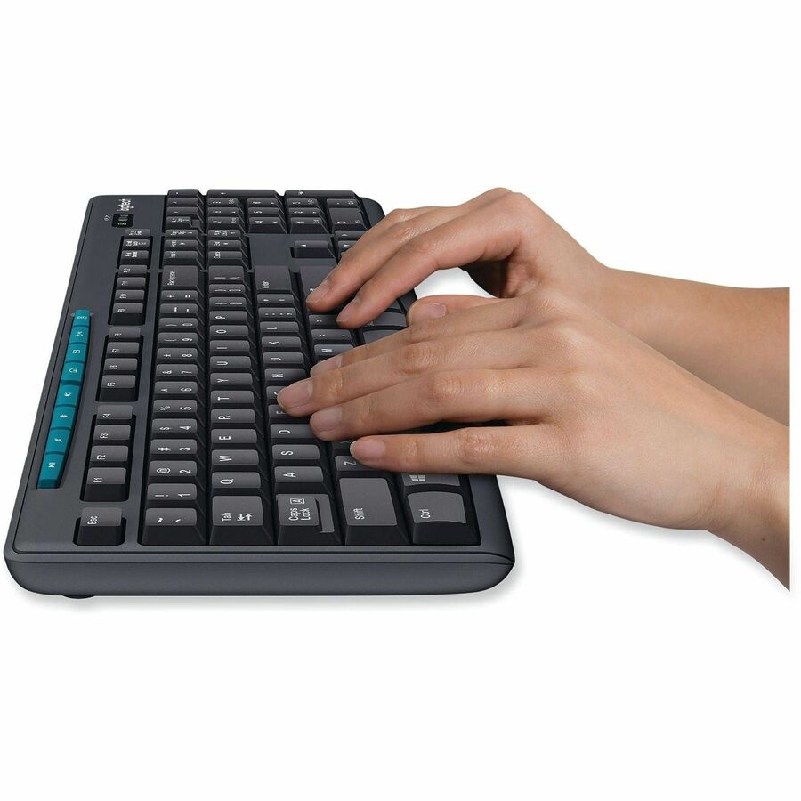 Logitech K270 Keyboard - Wireless Connectivity - RF - 33 ft - 2.40 GHz - USB Interface - Computer - PC - AAA Battery Size Supported - Black